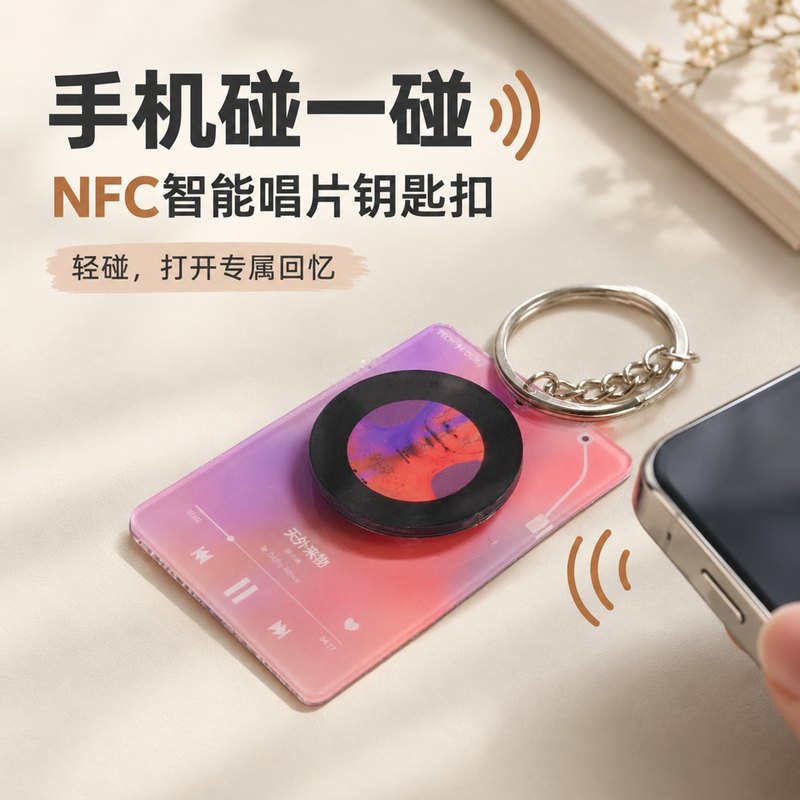 NFC唱片钥匙扣可旋转亚克力